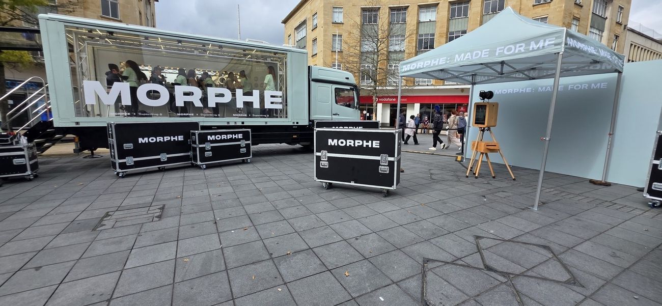 Surrey FaceBooth vintage photo booth at the Morphe pop-up activation in Cabot Circus shopping centre
